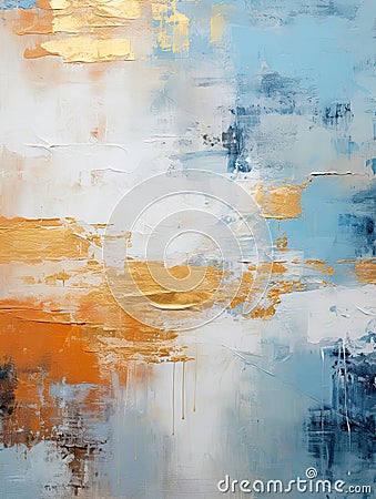 artistic concept features a unique and expressive abstract painting created with a palette knife. Stock Photo