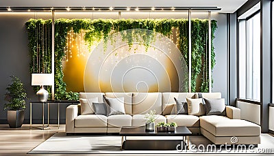 artistic and creative decor of office building lobby with soft chairs, giving creative motivation to creative studios Cartoon Illustration