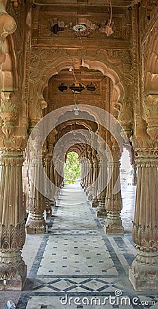 Artistic and Decorated Arches and Pillars of Holkar Era Historic Chatris or Cenotaphs at Kishanpura , Indore , Madhya Pradesh Stock Photo