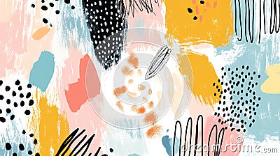 Artistic doodle art header with a mix of bold shapes and textured patterns, using a combination of Stock Photo