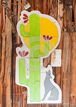 Artistic door sign in Oatman, Arizona Stock Photo