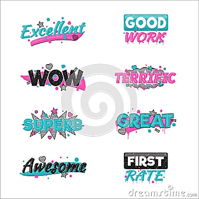 Artistic encouragement achievement badges Vector Illustration