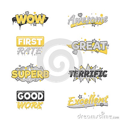 Artistic encouragement achievement badges Vector Illustration