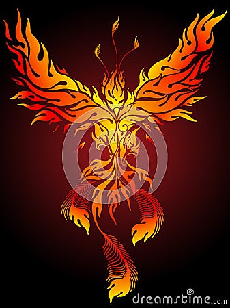 Flaming Phoenix vector illustration ideal for body art or tattoo Vector Illustration