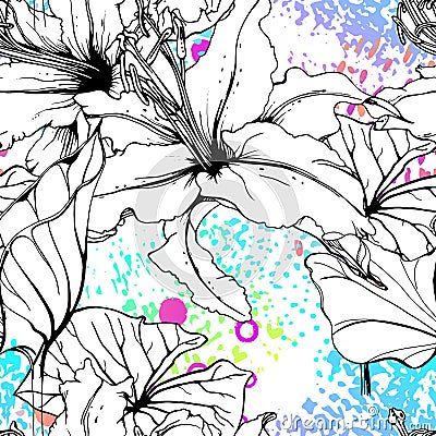 Artistic Floral Seamless Pattern. Vector print Stock Photo