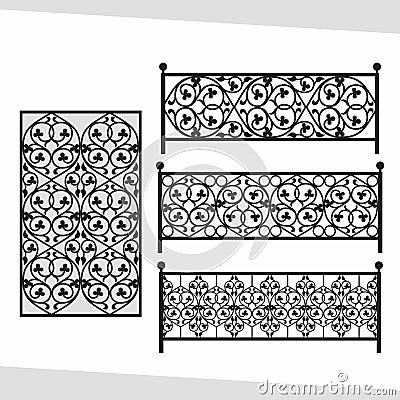 Artistic forging, fencing isolated over white, natural ornament Vector Illustration