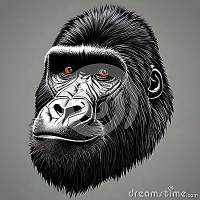 Artistic Gorilla Head Portrait Stock Photo