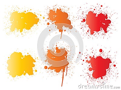 Artistic grungy paint drop, hand made creative splash or splatter stroke set Stock Photo