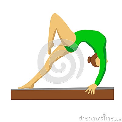 Artistic Gymnastics Balance Beam Athletes Vector Illustration