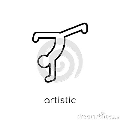 artistic gymnastics icon. Trendy modern flat linear vector artistic gymnastics icon on white background from thin line sport coll Vector Illustration