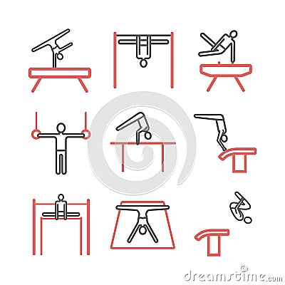 Artistic gymnastics line icon. Equipment. Vector sports signs. Vector Illustration