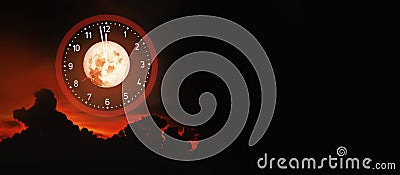 Artistic Halloween background on midnight time. Stock Photo