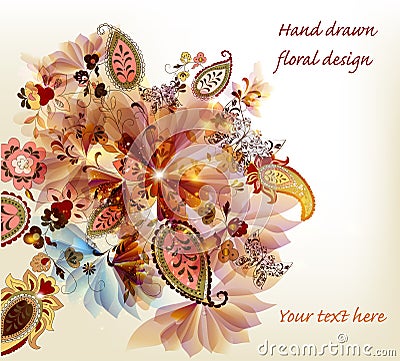 Artistic hand drawn floral vector design Stock Photo