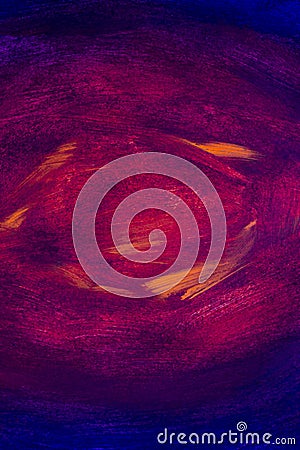 Artistic handmade texture closeup oil painting Yellow red dark fiery tunnel hell abstract background paint. Stock Photo