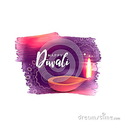 Artistic happy diwali festival background with watercolor effect Vector Illustration