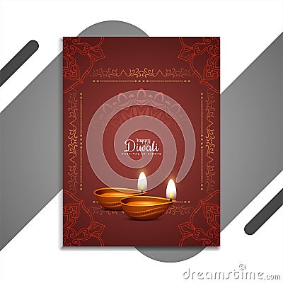 Artistic Happy Diwali festival brochure elegant design Vector Illustration
