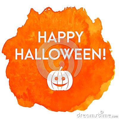 Artistic happy halloween vector banner in watercolor style with pumpkin Vector Illustration