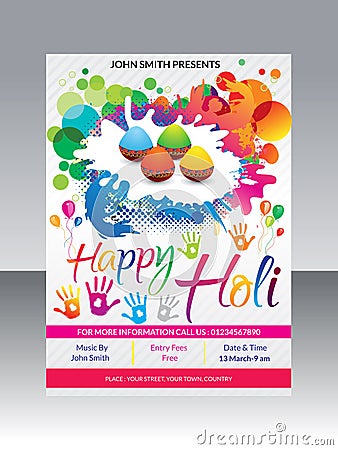 Artistic happy holi flyer Vector Illustration