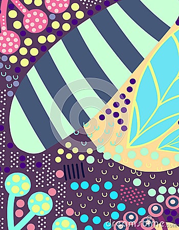 Artistic header with flowers and leaves. Graphic design. Hand drawn texture. Cartoon Illustration