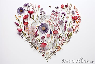 Artistic heart with flowers and butterflies Stock Photo