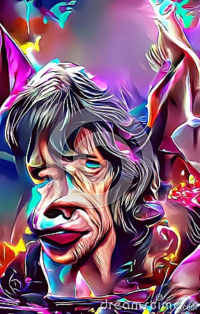 Artistic and humorous portrait of Mick Jagger Stock Photo