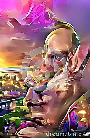 Artistic and humorous portrait of Vladimir Putin Editorial Stock Photo