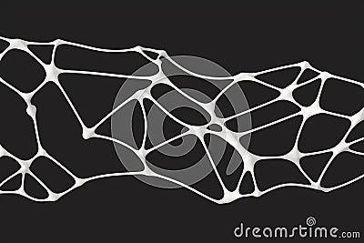 Abstract White Network on Black Background Cartoon Illustration