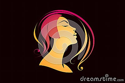 Artistic Illustration of Woman with Swirls Cartoon Illustration