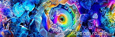 A highly coloured image of rainbow colours shown in a freezing iceberg landscape Stock Photo