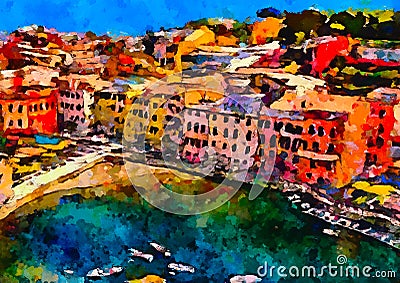 An impressionist image of a town in the Italian national park of Cinque Terre, Italy Stock Photo