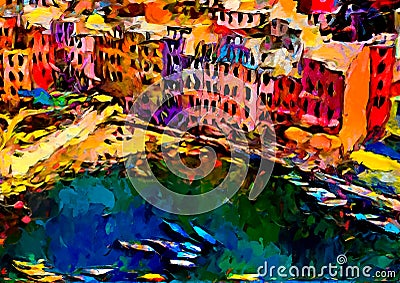 An impressionist image of a town in the Italian national park of Cinque Terre, Italy Stock Photo