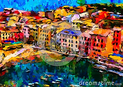 An impressionist image of a town in the Italian national park of Cinque Terre, Italy Stock Photo