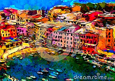 An impressionist image of a town in the Italian national park of Cinque Terre, Italy Stock Photo