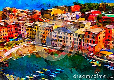 An impressionist image of a town in the Italian national park of Cinque Terre, Italy Stock Photo