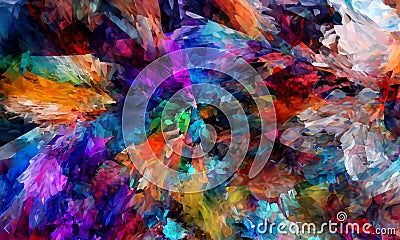 A blend of highly coloured lines and shapes some of which are blurred to add more mood to the image Stock Photo