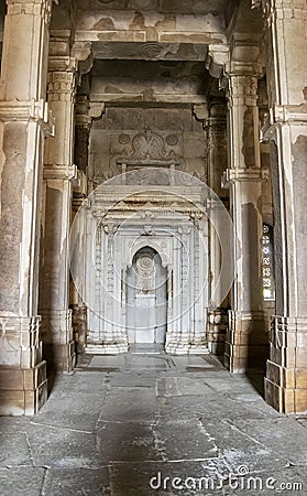 Artistic Interiors and Arches of Jami Masjid or Jama Mosque Champaner near Varodara Gujarat Stock Photo