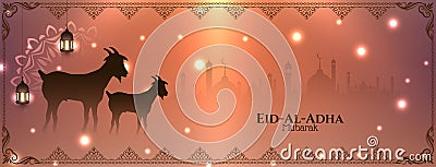 Artistic islamic Eid Al Adha mubarak banner design Vector Illustration