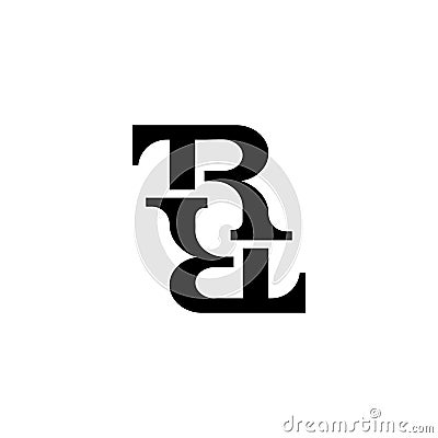 Artistic letter T and R initial ambigram logo design template Vector Illustration