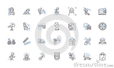 Artistic line icons collection. Creative, Inspiring, Imaginative, Expressive, Unique, Experimental, Colorful vector and Vector Illustration