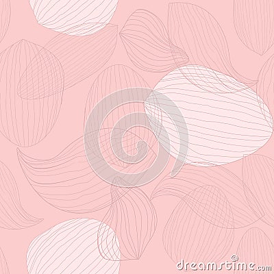 Artistic lotus flower petals on rose background. Outline vector seamless creative pattern Vector Illustration