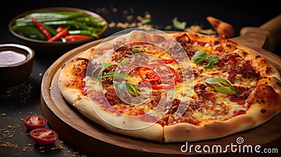 Artistic Maranao Pizza: A Delicious Blend Of Meat And Vegetables Stock Photo