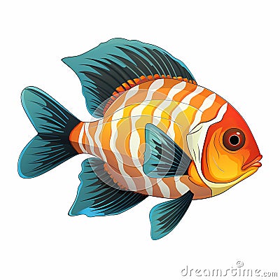 Artistic Ocean Scene Exotic Fish Display Vector Illustration