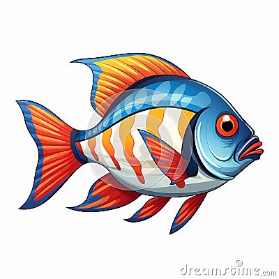 Artistic Ocean Scene Fish Illustration Stock Photo