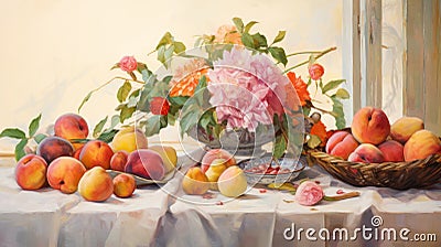 Joyful Celebration Of Nature: A Majestic Stilllife Painting In The Style Of Fang Lijun Stock Photo