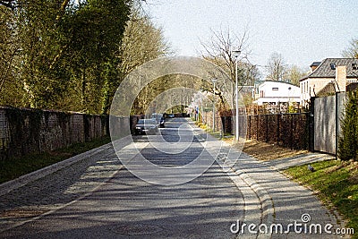 Quiet Residential Street near Tervuren Park in Belgium Stock Photo