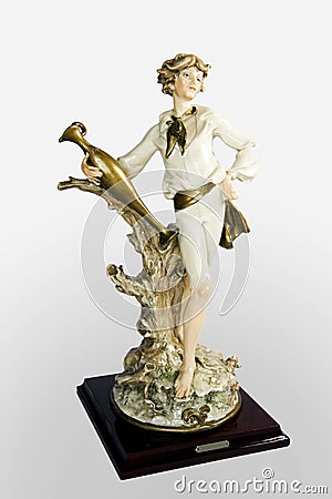 Artistic porcelain isolated over white. Figurine. Stock Photo