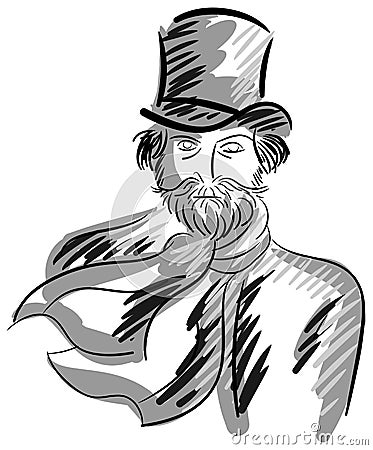 Artistic portrait of Giuseppe Verdi Vector Illustration