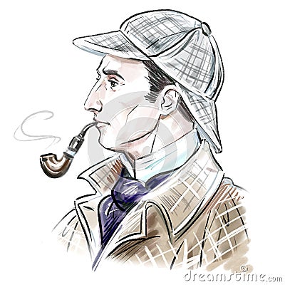 Artistic portrait of Sherlock Holmes Stock Photo