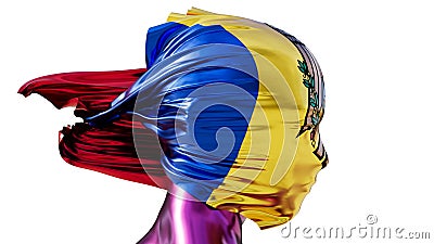 Moldovan Flag Vibrant Palette Wrapped in a Silken Display Stock Photo