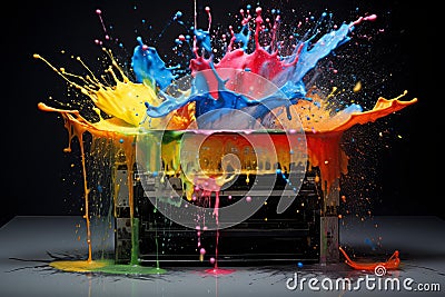 Artistic Printer color splashes element. Generate Ai Stock Photo